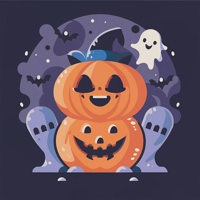 Halloween pumpkin face graphic design illustrations logo