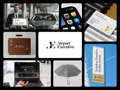 Airport Executive — Brand Identity ae airplane airport branding gold logo luxury mercedes monogram plane taxi