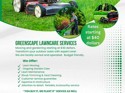 Lawn Care flyer job branding digital flyer lawn care