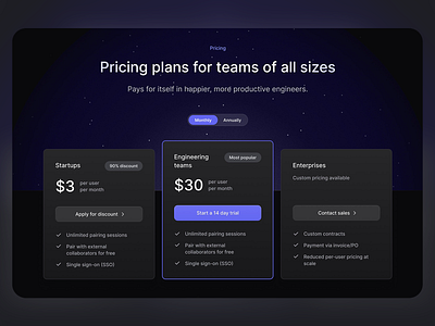 SaaS - Pricing Page clean dailyui 030 dailyui030 darkmode design inner page interface landing landing page minimalist modern price table pricing pricing plan pricing table saas ui ux web design web pricing