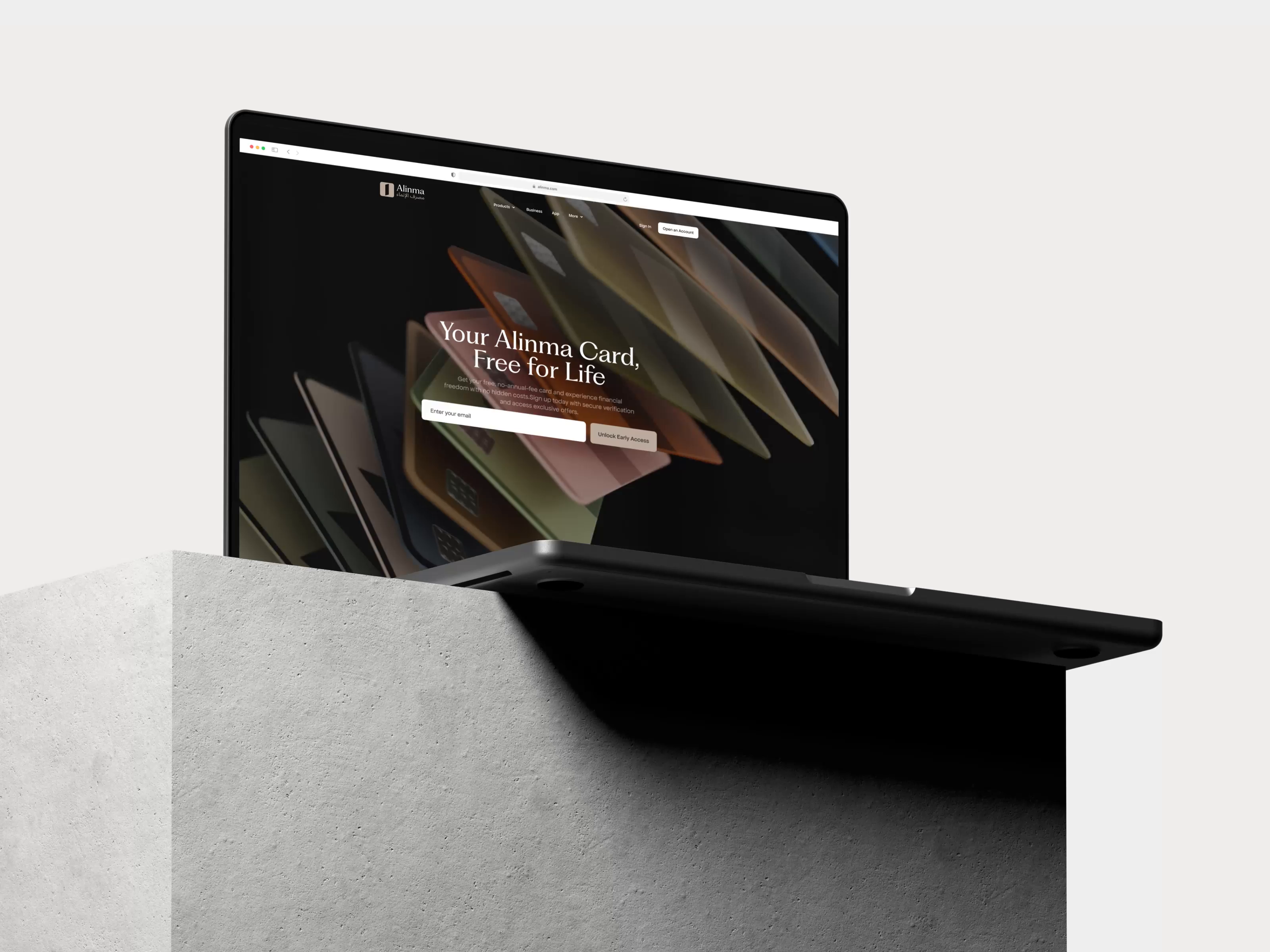 Example of Fintech Landing Page + Product Visuals