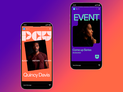 PCU Stories app brand brand identity brand stories branding branding social media clean design event gradient graphic design inspiration instagram stories social media social networks stories ui ux visual visual identity