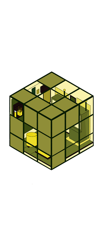 Cube cube design green illustration procreate yellow