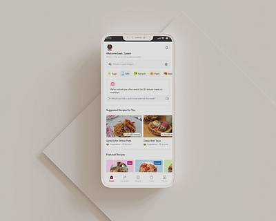 Recipe & Meal Planning App Homepage Design appdesign design foodapp groceryplanning mealplanner mobile app recipeapp ui ux