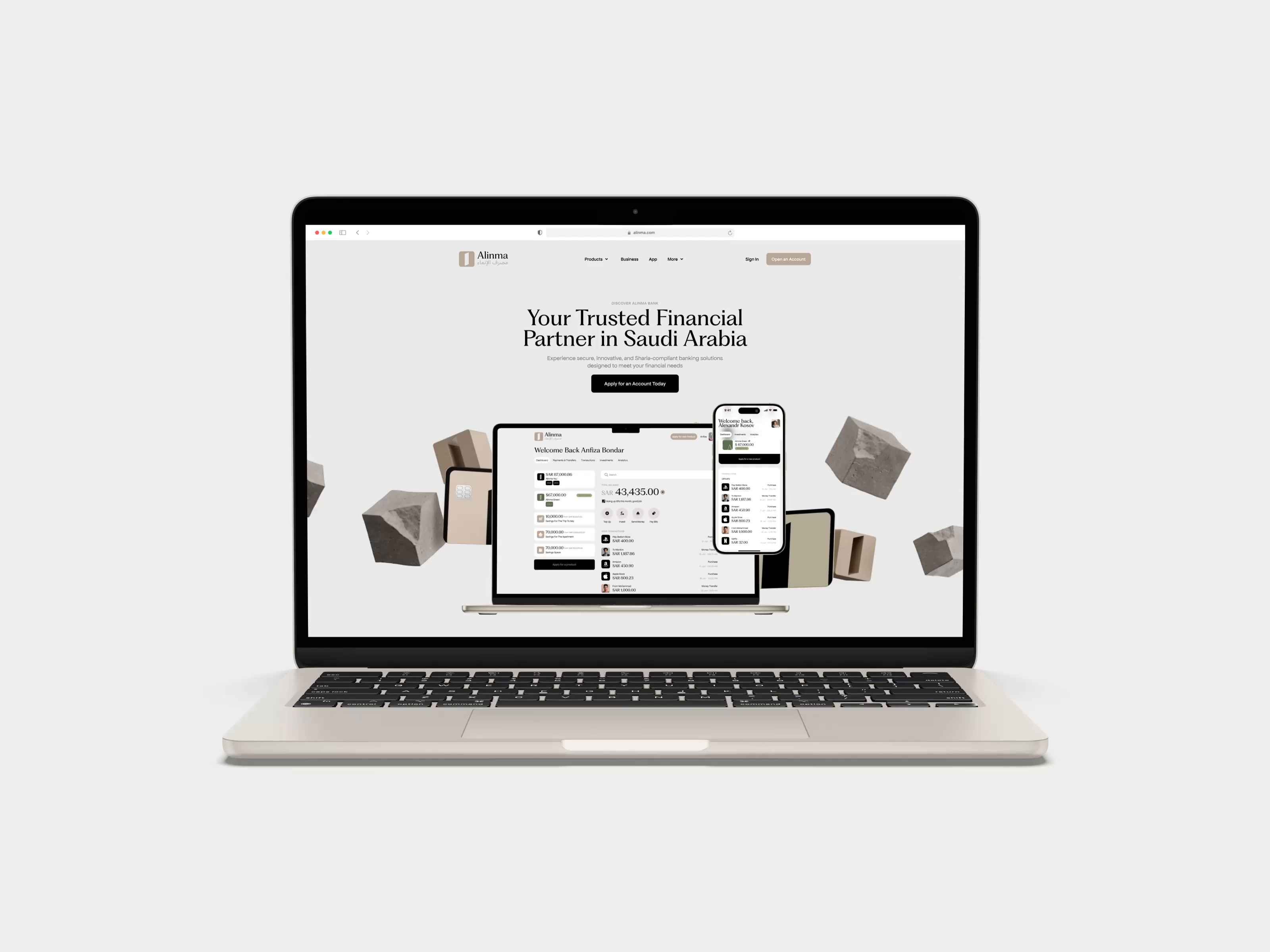 Example of Landing Page + Product Visuals