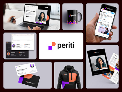 Periti — Brand Identity abstract branding circle clean logo minimal orange purple simple startup suare