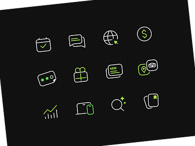 Icons for the Eaters startup. calendar collections gift icons landing news stamp web