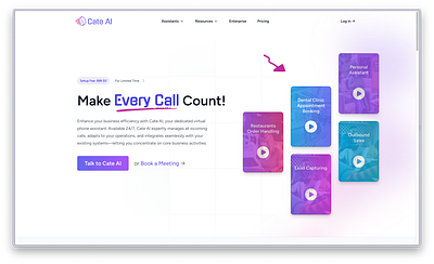 Cate AI - Voice AI for incoming calls graphic design ui