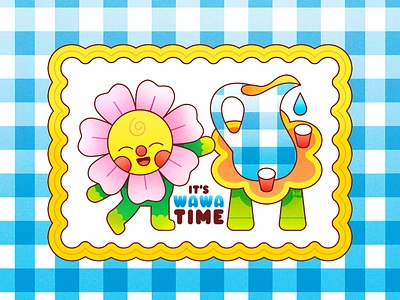 Peachtober24: Break character design childrens illustration colorful design digital art drinking flat flower flower character gingham illustration illustrator pattern take a break texture vector water water break whimsical whimsical illustration