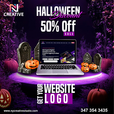 Halloween Special! 50% Off Website & Logo Design Services! branding brochures design graphic design illustration logo logo design website design typography ui ux vector