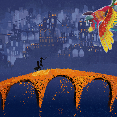 Marigold bridge inspired by Disney COCO coco digital art disney illustration marigold procreate