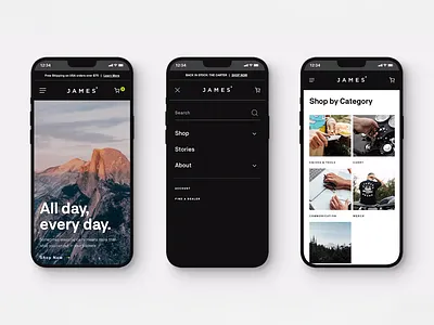 James Brand Mobile Navigation ecommerce mobile navigation product ui ux