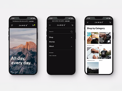 James Brand Mobile Navigation ecommerce mobile navigation product ui ux