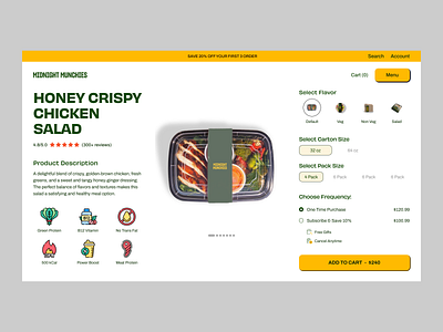 CRO focused Product details section of product details page bold ui design ecommerce food food ecommerce mockup pdp product details shopify ui design website design