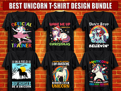 Unicorn T-SHIRT DESIGN Bundle adobe illustrator cap design custom t shirt drawing fashion design graphic design graphic t shirt illustration merch by amazon mug design shirt svg file t shirt design tee tee design tshirt typography typography unicorn unicorn unicorn t shirt design