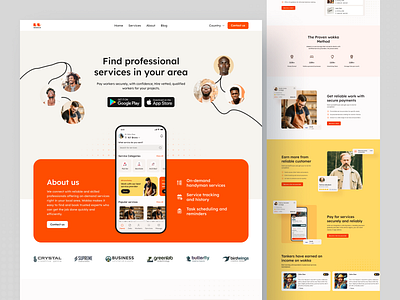 Wokka - On Demand Service Website ads animation app design booking buysell classified dashboard design ecommerce graphic design home services landing page on demand service product design service design typography ui design uiux web design website