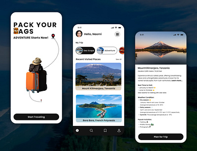 Travel App UI Design adventure cultural food wine tour road trip safari sea scape tour travel ui ui design user experience wildlife