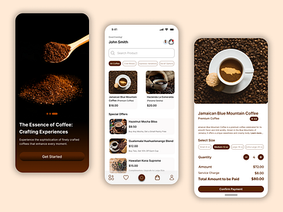 The Art of Coffee: Mobile App Interface Design cappuccino coffee esspresso fastfood kona mocha restaurant ui ui design user experience user interface