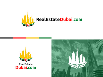 Real Estate Dubai logo arabian architecture construction desert dubai elegant gold high rise investment luxury minimalist logo modern design palm trees premium property real estate real estate branding skycraper skyline urban living