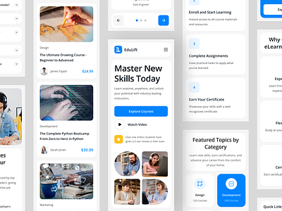 Mobile Responsive Design - EduLift design education elearning homepage landing page mobile mobile design mobile device mobile responsive mobile website responsive ui ui design uiux web design web ui website