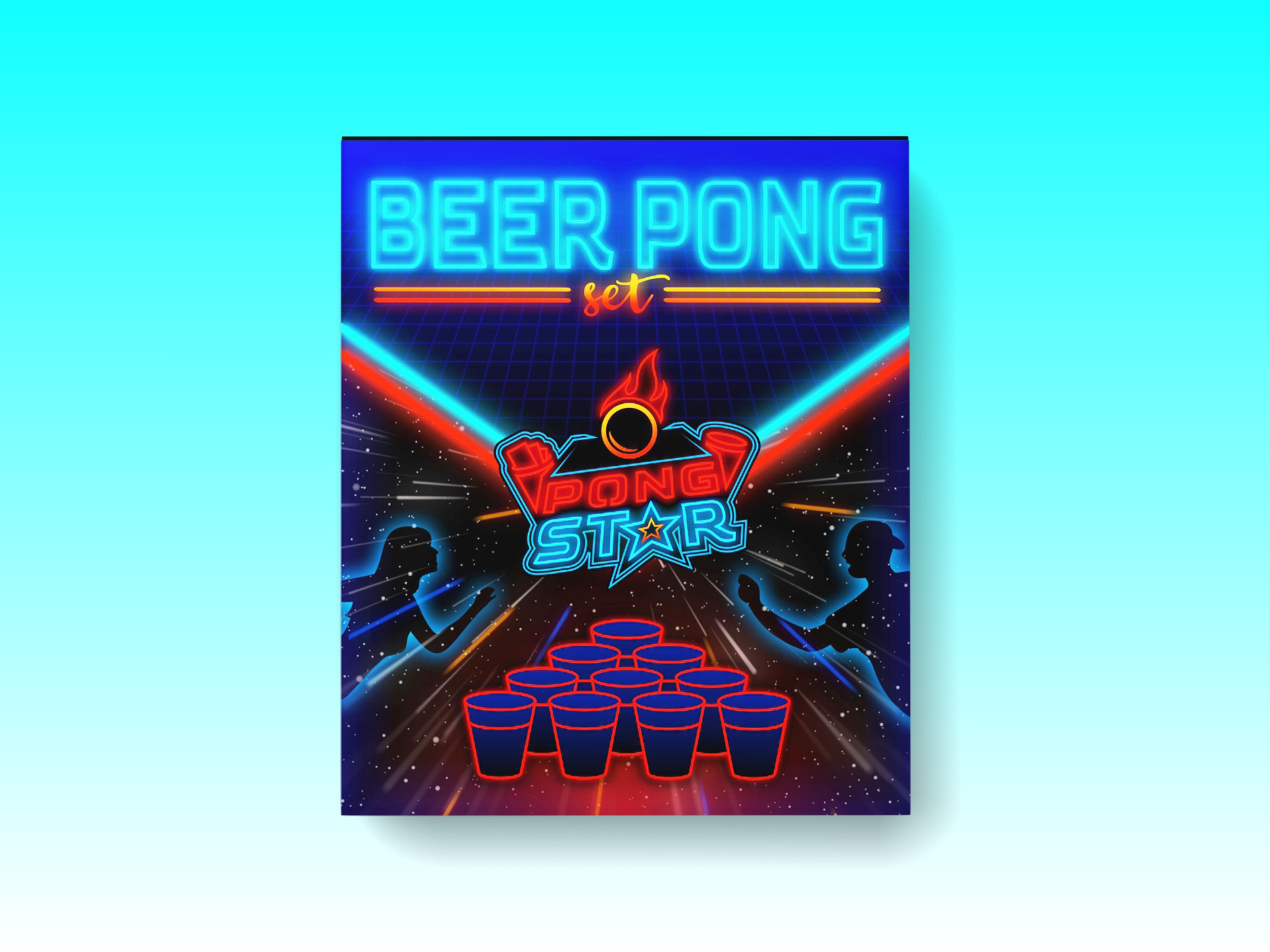 Beer Pong retro sci-fi packanging balls beer pong bold design casual celebration college colorful cups drinking game exciting friends fun game night party playful retro scifi social vibrant youthful