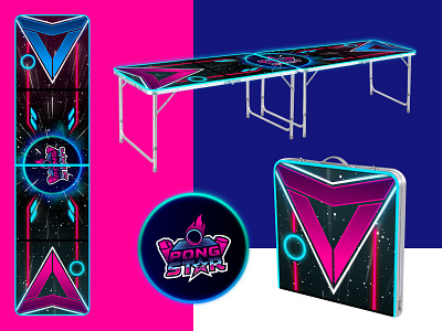 Beer Pong retro table design 80s style arcade vibes beer pong bold colors celebration classic fun funky patterns game night neon nostalgic old school party game playful retro social table design throwback vintage youthful