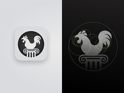 Cooking History mobile cooking app icon ancient cuisine authentic classic dishes cooking culinary history cultural fibonacci flavor food adventure food stories golden ratio historic food icon minimalist mobile app recipe app retro design rooster timeless traditional