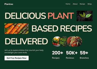 Plant-Based Recipes platform landing page design figma landing page ui ux webdesign website design