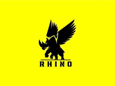 Rhino Logo animal animals branding building files graphic design heavy logo logo for sale powerful powerpoint rhino rhino pro rhino with wings rhinoceros strong ui ux vector wings