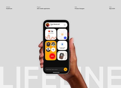 Emergency Health Service App - SOS accessibility chronic illness app emergency app emergency mobile app emergency service emergency situation app health service application healthcare app heart rate monitor lifeline health app location share mobile app design modern app design product design sos application sos signal ui ux design urgent help urgent help app visual design