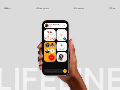 Emergency Health Service App - SOS accessibility chronic illness app emergency app emergency mobile app emergency service emergency situation app health service application healthcare app heart rate monitor lifeline health app location share mobile app design modern app design product design sos application sos signal ui ux design urgent help urgent help app visual design