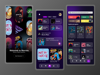 Morries - Music Apps app branding design futuristic mobile music musicapss ui ux