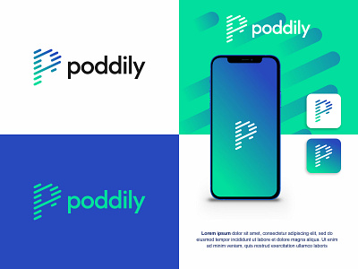 poddily logo app branding colorful creative digital gradient icon initial innovation interactive minimalist mobile app modern design playful simple smart software startup tech logo technology user interface