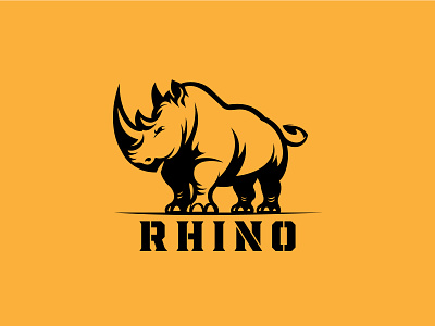 Rhino Logo animal logo branding constructor graphic design logo logo forsale powerpoint pro design reliability rhino rhino logo rhinoceros strong typography ui unique style ux vector vector file