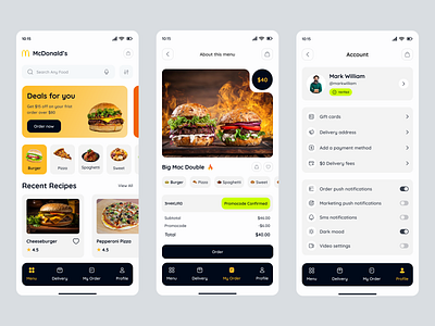 Food Order & Delivery App appredesign cleandesign dailyui deliveryapp designinspiration designshowcase designsystem foodapp fooddeliveryapp foodordering minimaldesign mobiledesign modernui productdesign prototype uicomponents uitrends uiux userinterface uxdesign