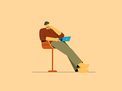 Digital Nomad Man Chilling 2d design digital nomad dribbble flat design illustration inspirations laptop man shot vector working