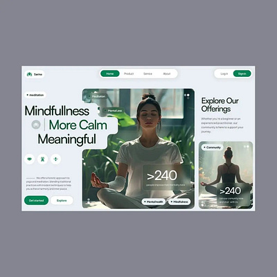 Sarina - Meditation Website Design! 3d animation branding calm design focus and relaxation ui guided meditation ui holistic wellness logo meditation platform meditation ui mindful interface mindfulness app minimalist meditation nature inspired design relaxing ui self care website ui wellness dashboard zen design