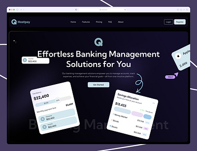 Bank Management landing Page b2b banking app digital banking ewallet finance finance management investment landing page money online banking payment promo saas ux web website