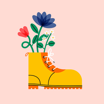 Growing art design digital art flat style flower graphic design illustration shoe simple vector vector art vector illustration