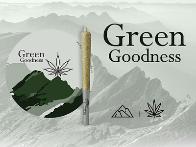 Logo Design for Green Goodness cannabis cannabis brand cannabis logo detailed logo graphic design icon design iconic logo logo logo design mountain logo nature logo painting logo