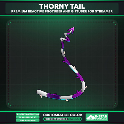 Thorny Tail Accessories for Avatar | VTuber Accessories animation thorny tail design