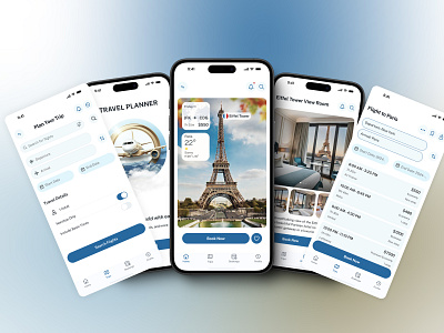 Travel Planner app flight mobile paris travel uxui