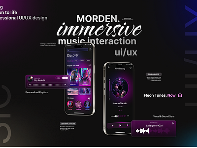 Neon Music App UI/UX Design app ui branding dark mode ui graphic design music app ui neon uiux sportify ui ui