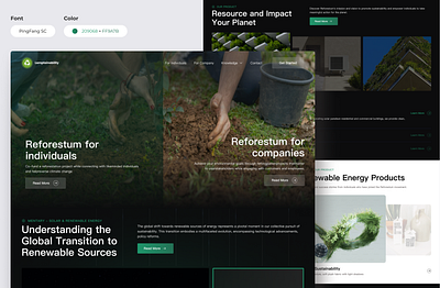 Sustainability | Landing Page design gradient green landing page mobile ui sustainability ui ui design ux web