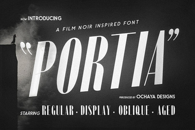 Portia Film Noir Inspired Font branding font elegant font family font feminine lettering font letterpress font logo font logovintage font sans serif font serif font tall sans font texture font textured font typography font vintage font