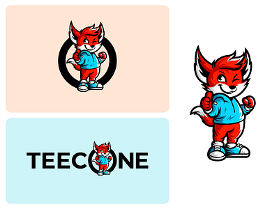 Teecone 2d brand identity design branding cartoon clean design fox graphic design illustration logo mascot modern simple teecone wink