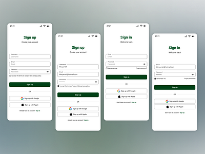 Sign up & Sign in pages log in sign in sign up ui uidesign uiuxdesign