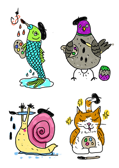 The Product of Art is The Artist animals artist cartoon doodles funny hand drawn illustration quickhoney