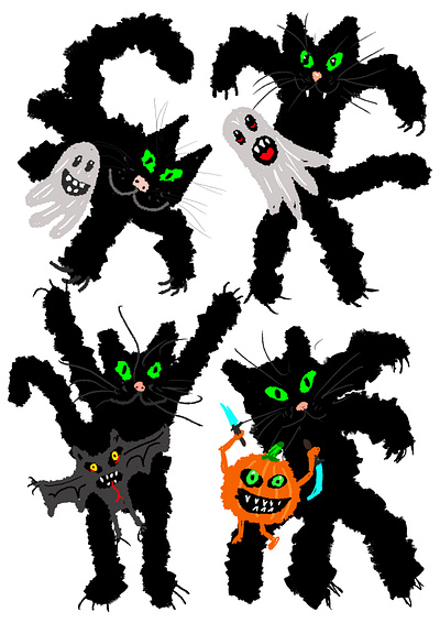 Helloween Ghost arack cartoons cats crazy doodles ghosts hand drawn helloween illustration quickhoney