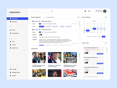 LobbyMatic - SaaS Dashboard agency branding bule dashboard design figma lawyer news product saas social ternd timeline ui usa ux ux.ui web website